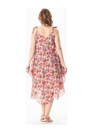 Askılı Vual Afrodit Midi Boy Yazlık Elbise Sarmaşık Pudra 6220 Sarmaşık Pudra