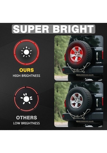 Xuweiwei 2007 2018 Wrangler Jk 2018 2019 1987 2021 Jku Jlu İçin Red Led Halka Arka Tekerlek Işığı Yedek Lastik Işığı Pili Yok