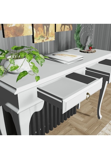 Roys Ahşap 120 Cm Beyaz Çekmeceli Petek Üstü Yüksek  Dresuar Beyaz