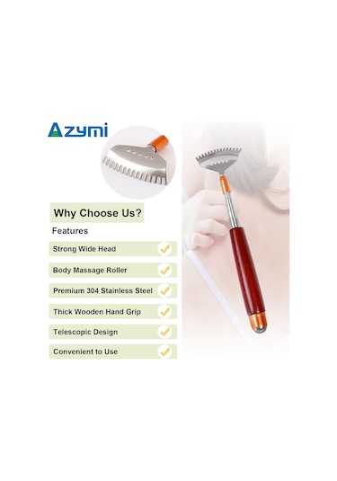 Kadınlar Ve Erkekler İçin Uzun Ahşap Saplı Teleskopik Sırt Kaşıyıcı, Masaj Silindiri, Çelik Pençe, Baş Ve Yüz İçin Taşınabilir Sırt Masaj Aleti Çok Renkli