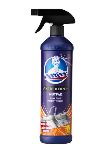 Highgenic Aktif Köpük Sirke Özlü Genel Mutfak Temizlik Spreyi 750 ML