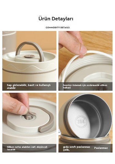 Paslanmaz Çelik Yalıtımlı Öğle Yemeği Kutusu-kahverengi 4'lü Pake