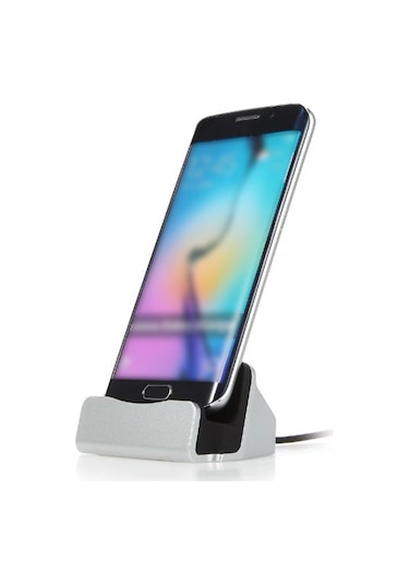 Geeksen Siyah Masaüstü Hızlı Şarj Aleti - 3 Usb Port Type-c, Android Veri Transferli Sabit Telefon Dizüstü Dock