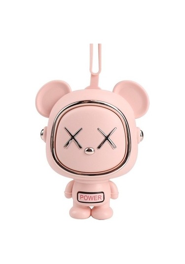 Ruyı Uzay Ayı Asılı Boyun Küçük Fan Öğrenciler Usb Şarj Taşınabilir El Fan Küçük Büyük Rüzgar 2374 Pembe