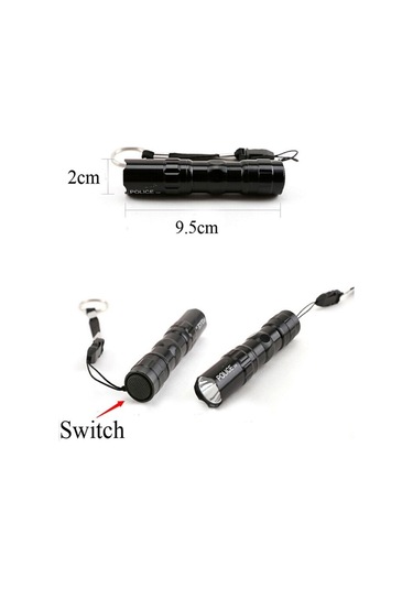 Sones Mini Süper Parlak El Feneri Suya Dayanıklı Küçük Torch Işığı Anahtarlık İle Siyah