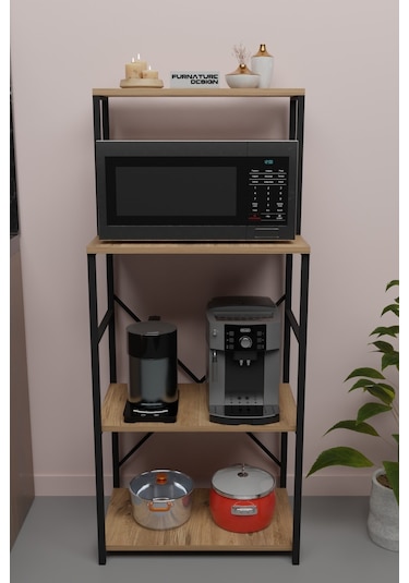 Mutfak Banko Erzak Düzenleyici Mikrodalga Fırın Rafı Atlantik Çam