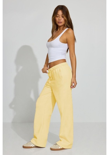 Madmext Sarı Bol Paça Kadın Eşofman Altı Mg2279 Sarı