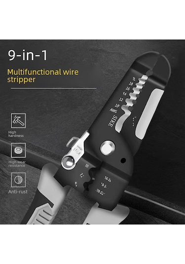 Geeksen Endüstriyel Elektrikçi Testere: Çok Fonksiyonlu Kablolu Telli Açıcı, Kesici Ve Presley - Siyah-gri Kollü Dayanıklı Araç