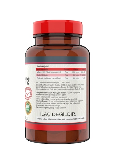 Nevfix Magnezyum 250 MG 120 Tablet B12 Folic Acid&Biotin 120 Tabl
