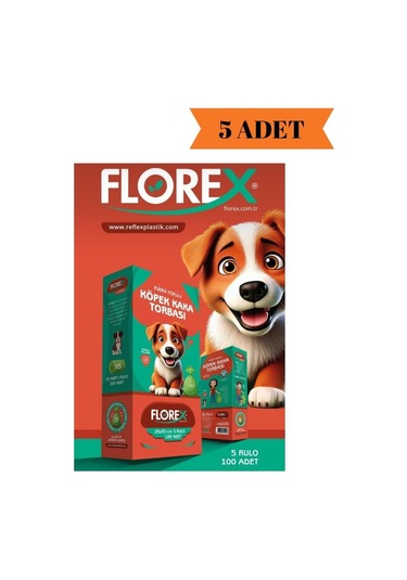 Florex Pudra Kokulu Köpek Kaka Torbası 5 Rulo/ 100 Adet X 5 Adet