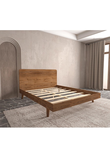 Soft Wood Ahşap Ceviz Karyola Kolay Kurulum-927 Tek Kişilik