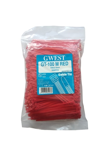 Gwest 2.5X100Mm 10Cm Kırmızı Plastik Kablo Bağı 1000 Adet N11.47