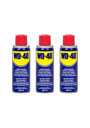 WD-40 Çok Amaçlı Pas Sökücü ve Yağlayıcı 200 ML 3 Adet
