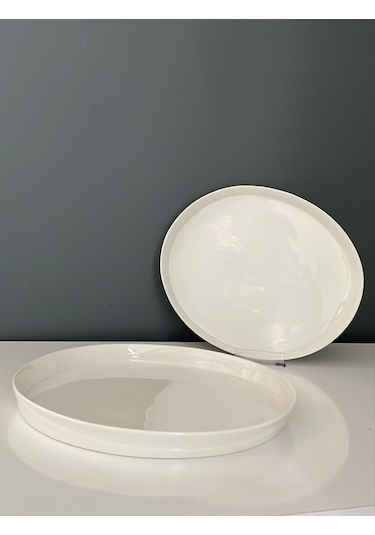 Tantitoni Space Beyaz Porselen 2 Li Servis Tabağı Seti 28 Cm Beyaz