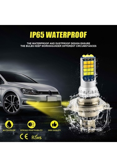 Sones 2 Adet V6 H4 Dc9-36v 30w 3000lm Ip65 Araba Led Çift Renkli Sis Lambası 30leds Smd-2525 Lamba