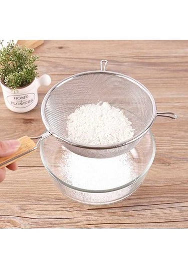 Ulzyvf Uzun Un Süzgeç Saplı Paslanmaz Çelik Örgü Kevgir, İnce Eleme Elek İçin Dayanıklı Çelik Süzgeç Pj Çelik