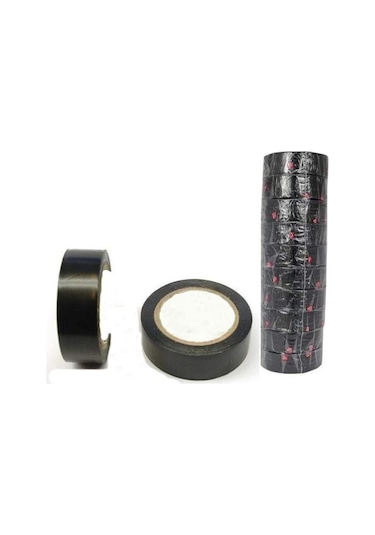 10 Adet - Elektrik Bandı Siyah - İzole Pvc Elektrik Bandı Bant N11.5