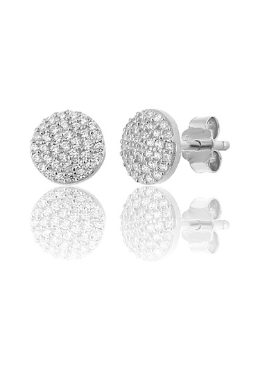 Gümüş Zirkon taşlı Yuvarlak küpe Büyük model