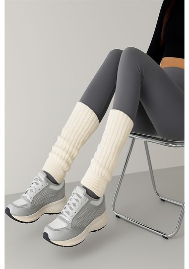 3 Adet Basic Kalın Pamuk Karışımlı Tozluk Ekru