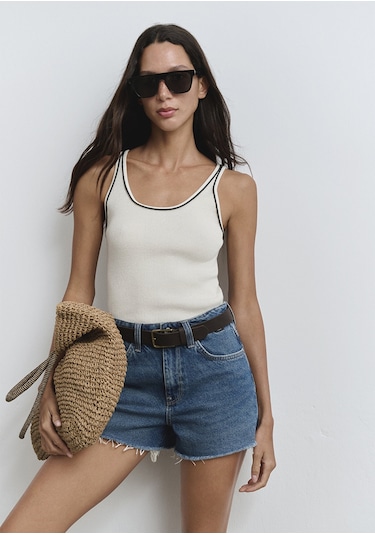 Mavi - Cherry 90lar Puslu Koyu Mavi Jean Şort 1410022-89732 Koyu Mavi