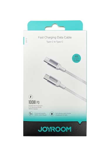 Joyroom S-cc100a10 Olağanüstü Serisi 100w Usb-c / Tip-c Usb-c / Tip-c Hızlı Şarj Veri Kablosu, Kablo Uzunluğu: 1.2m Beyaz