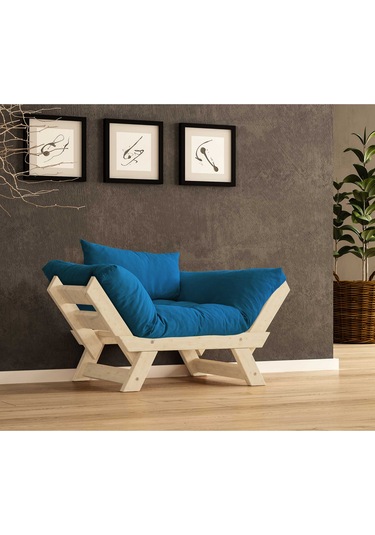 Woodesk Adalar Masif Natural-mavi Renk Berjer Cpt8146-140 Mavi