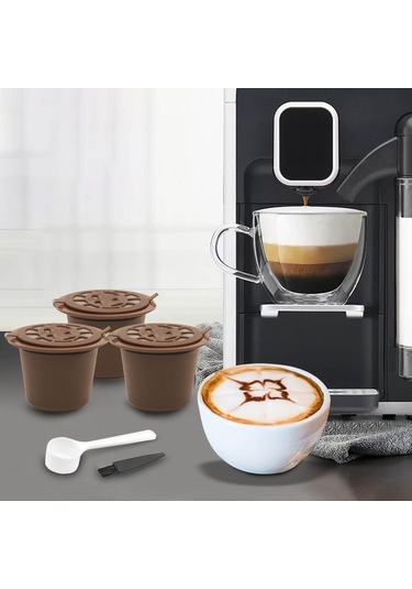Suntek Yeniden Kullanılabilir Kahve Kapsülleri Ve Cafe Bar Style B Brown Için Kaşık Kahve Gereçleri