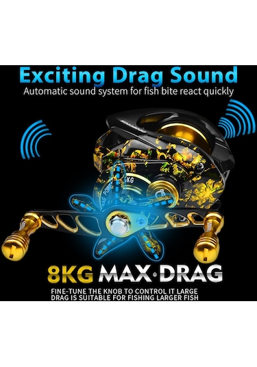 Proberos Vha120 7.2:1 Manyetik Fren Sistemli Yüksek Hızlı Baitcasting Makarası, Balıkçılık Makarası - Sağ El