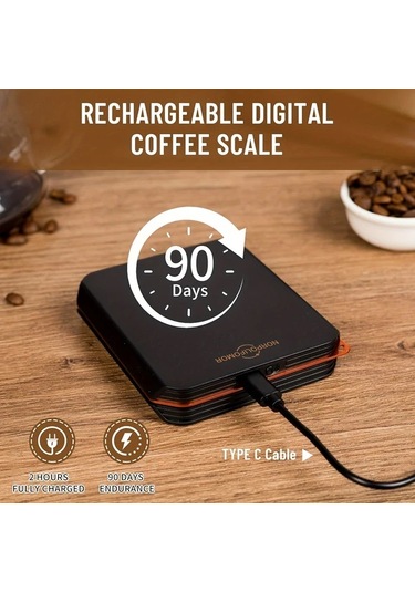 Dashanshop Usb Şarj Edilebilir Kahve Terazisi 2kg 0 1g Hassas Mini Kompakt Drip Espresso Terazisi Ev Ve Dış Kullanım Otomatik Zaman Fonksiyonu Abs Malzeme 350mah Pil -