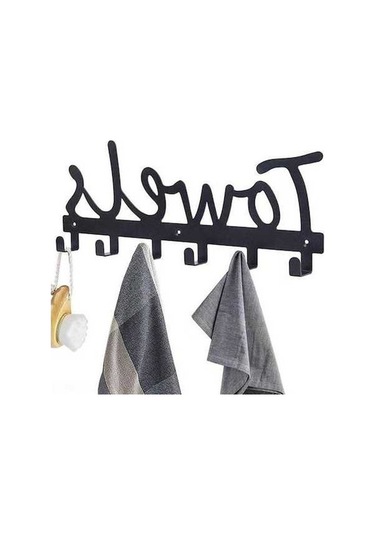 Novahub Türkçe Pratik Duş Askılığı - Banyo Havlu Askısı Siyah, Şık Duvar Montajlı Anahtarlık Siyah