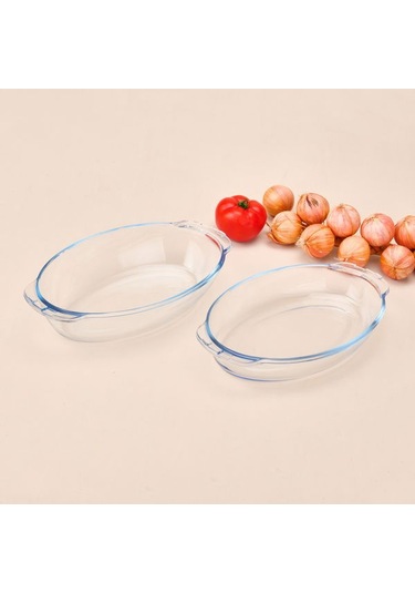 Masterchef Twin Isıya Dayanıklı Oval Cam Tencere Seti - Şeffaf Şeffaf