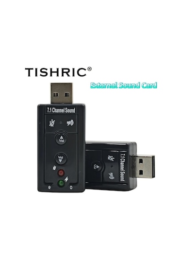 Globalbloom Siyah Tıshrıc Usb 7.1 Ses Kartı 3d Efekt Mikrofon Ses Kontrolü