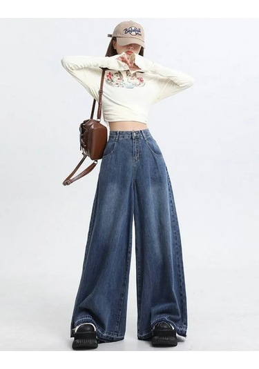 Y2k Oversize Buggy Geniş Ve Düz Çıkan Kot Pantolonlar 431616203 Mavi