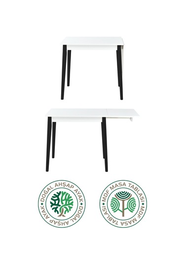 Vilinze Avanos Mdf Katlanır Ahşap Mutfak Masası - 70x80 Cm Beyaz Siyah