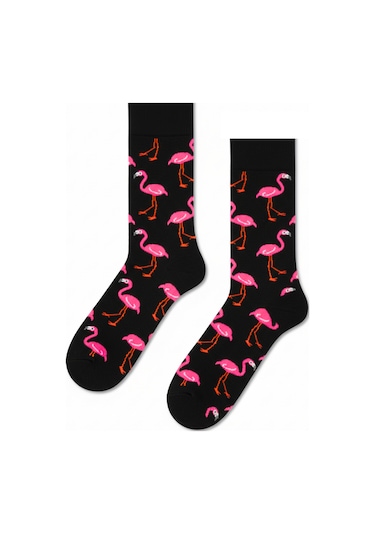 Carnaval Socks Flamingo Desenli Siyah Renkli Unisexsoket Çorap 2000386