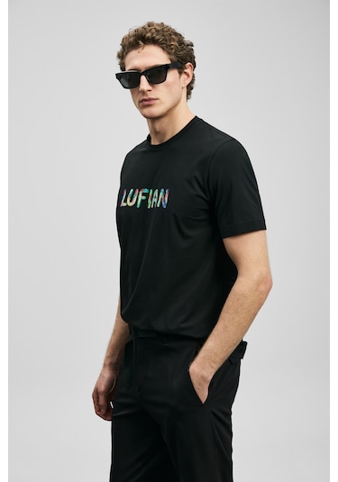 Lufian Surge Modern Grafik Tişört Siyah Siyah 111020317100100