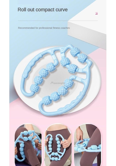 Mavi 12 Tekerlek Halka Kelepçe Bacak Çalıştırıcı Bacak Kas Spor Bel Güzellik Bacak Cihazı Yoga Masaj Silindiri Eğitmen Kas Gevşeme Rulo Mavi