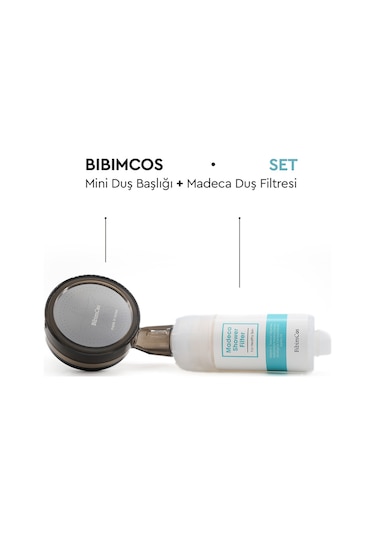 Bibimcos Mini Duş Başlığı + Madeca Duş Filtresi Siyah