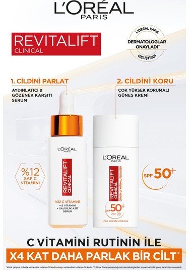 L'Oréal Paris Revitalift Clinical Leke Karşıtı Güneş Koruyucu Yüz Kremi SPF50+ 2 x 50 ML