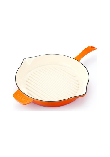 Lava Döküm Yuvarlak Izgara Tavası Döküm Demir Yekpare Saplı Edition Serisi Çap Ø 28cm Turuncu