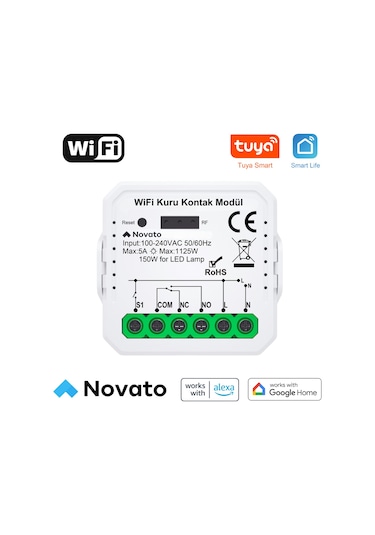 Tuya Uyumlu Wifi Kuru Kontak Modül - No Nc
