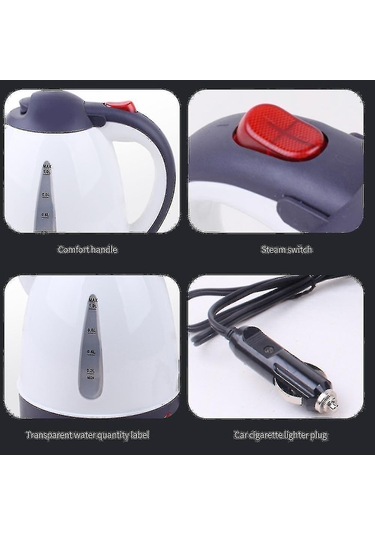 1000 Ml Elektrikli Su Isıtıcısı Araba İçin 12v 150w Taşınabilir Çakmak Seyahat Su Isıtıcısı Beyaz Kk Diğer