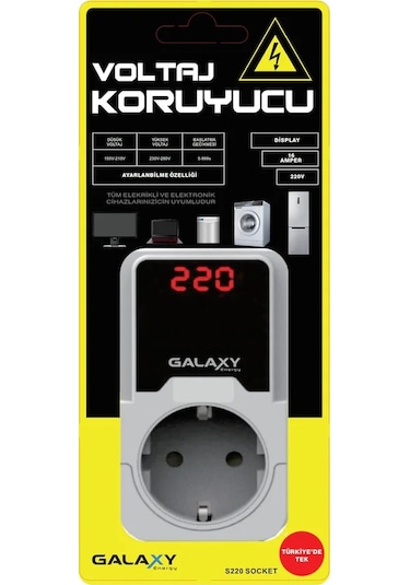 Galaxy Energy S220 Dijital Ekranlı Ayarlanabilir Voltaj Koruyucu Priz
