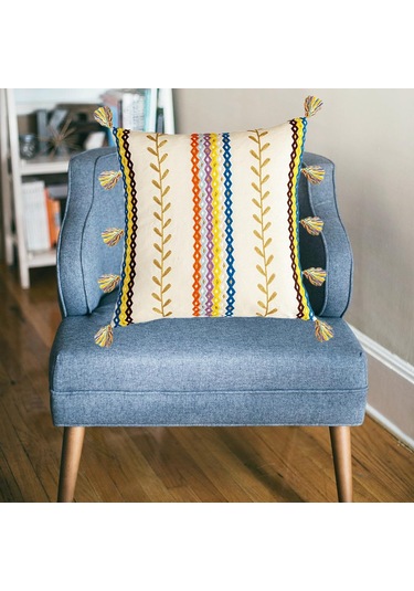 Suntek Püsküllü Pamuk Püskül Minder Örtüsü Yastık Ev 45x45cm B