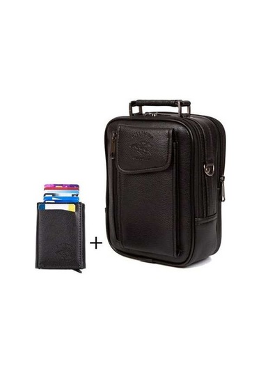 Novahub Siyah Çelik Yeni Tasarım Telefon Bölmeli El Ve Omuz Çantası Ve Kartlık Acı Kahverengi