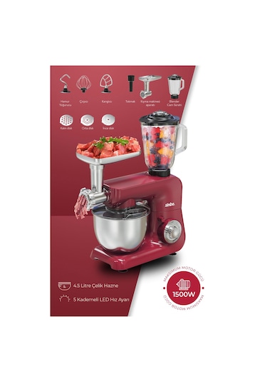 Sinbo SMX-2775 1500 W 3 In 1 Stand Mikser