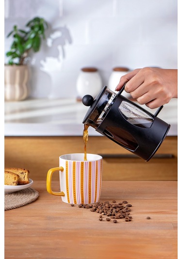 Emsan Çizgili New Bone Kupa 350 Ml Turuncu