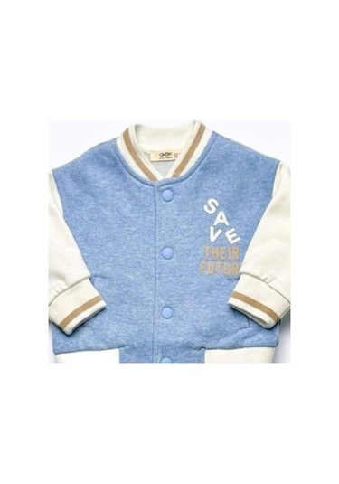 Erkek Bebek İçi Şardonlu Save Yazılı Kolej Hırkası-14859 Mavi