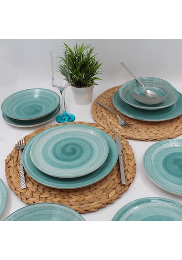 Milas 18 Parça Yemek Takımı Mavi