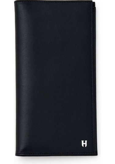 Tripp Erkek Siyah Deri Özel Tasarım Çok Bölmeli Rfid Korumalı Seyehat Cüzdanı Siyah